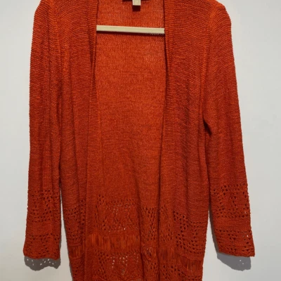 Cárdigan para mujer Michael Michael Kors con flecos dobladillo delantero abierto en rojo talla XS Foto 1 de 4