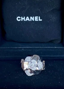 Chanel 18k White Gold Diamond Camilla Size Ring 6.5 Excellent Vintage Box $8k+ - Picture 1 of 23