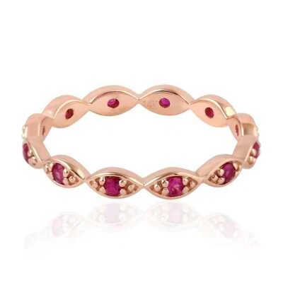 14K Rose Gold Natural Red Ruby Gemstone Full Eternity Anniversary Band Ring - Image 1 of 4