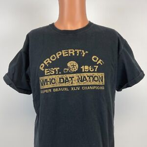 New Orleans Saints Super Bowl 44 Champs Who Dat Nation T Shirt 2010 NFL Black XL