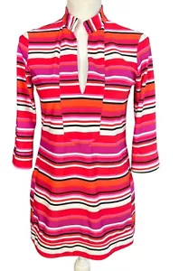 Jude Connally Tunika Top Gr. XS rosa orange Streifen V-Ausschnitt Sommer Kreuzfahrt Urlaub - Bild 1 von 10