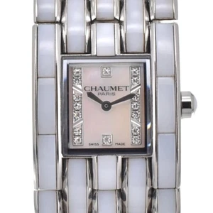 Chaumet Kesis W19635-35A diamond Pink shell Dial Quartz Ladies Watch D#139155 - Picture 1 of 9