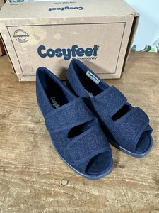 Cosyfeet Damen Stoff Sandale in Dark Denim, Gr. UK4, extra weit 6E - Bild 1 von 6
