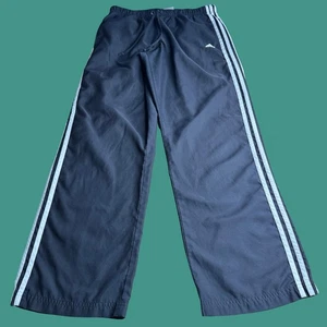 Pantalones deportivos Adidas grandes a rayas negras Y2K con cordón - Imagen 1 de 9