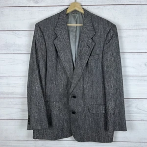 Christian Dior Monsieur Mens 48R Blazer 100% Silk Tweed Gray Black Herringbone - Picture 1 of 7