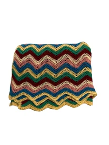 Handmade Crochet Granny Rug Knee Blanket Bed Throw Multi-Colour ZigZag 188x103cm - Picture 1 of 10