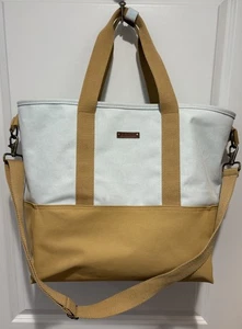 L.L. Bean Nor'Easter Canvas Zip Up Tote Reisetasche Beige & Hellblau - Bild 1 von 13