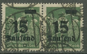 Deutsches Reich 1923 Freimarke mit Aufdruck 279 b Paar gestempelt geprüft - Bild 1 von 1