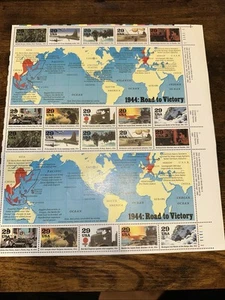 Scott #2838 World War II 1944 Road to Victory Sheet of 20 29¢ Stamps (1994) - Picture 1 of 2