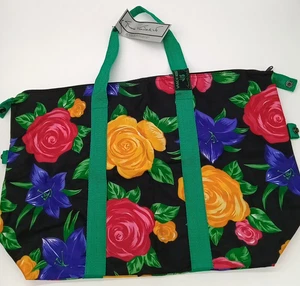 Gloria Vanderbilt Henry Rosenfeld Nylon Colorful Floral Overnight Travel Bag NWT - Picture 1 of 7
