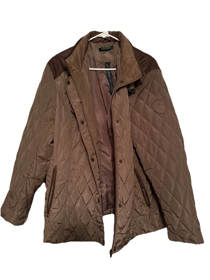 Lauren Ralph Lauren Jacket Womens XL Brown Diamond Quilted Puffer Barn Coat 1X - Image 1 of 4
