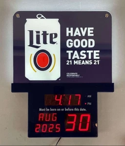 Miller Lite Legal Age Lighted Clock Sign 18" × 14" - Picture 1 of 3