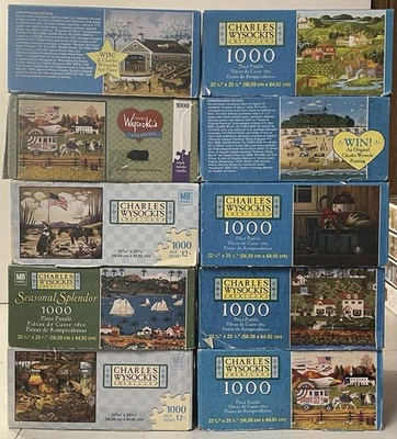 Lot of 10 MB CHARLES WYSOCKI AMERICANA 1000 Piece Puzzles Seasonal Splendor +++ - Image 1 of 4