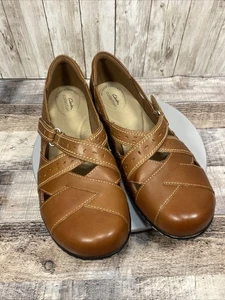 Clarks Collection Ashland Women’s Ultimate Comfort Cognac Leather Shoes 11 XW - Picture 1 of 15