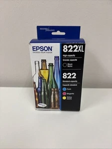 Epson 822XL Black 822 Cyan Magenta Yellow Ink Cartridge Set T822XL-BCS Exp5/2027 - Picture 1 of 6