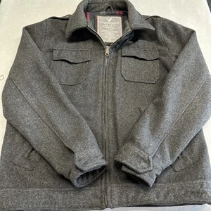 American Eagle Wolle Herren XL Jacke anthrazit schwer grau kariert Flanell gefüttert - Bild 1 von 11