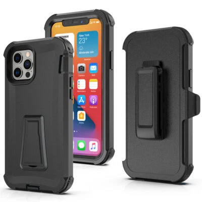 For iPhone 12 Pro Max 11 Xr 6 8 7 Plus SE2 Case Shockproof Stand Belt Clip Cover - Image 1 of 4