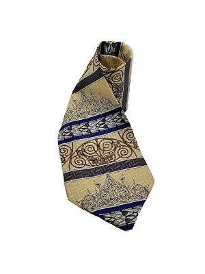 Daniel De Fasson Tie Striped Leaves Designer 100% Silk Multicolor Tie 56" x 4"  - Image 1 of 4