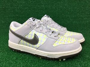 Nike Dunk Low NG Golf Shoes Cleats Plaid Gray Yellow Women's Size 7.5