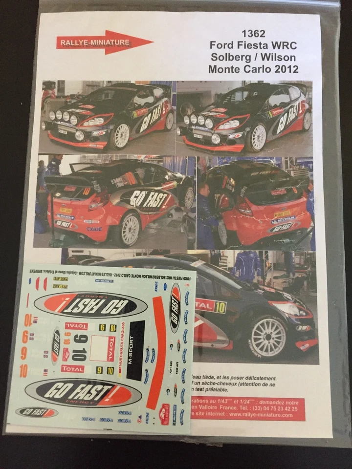 DECALS 1/43 FORD FIESTA WILSON RALLYE MONTE CARLO 2012 WRC RALLY MONTECARLO - Photo 1/1