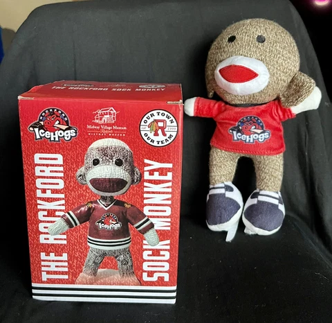 Rockford Icehogs , Chicago Blackhawks Sock Monkey Bobble Head And Plush Teddy Cover