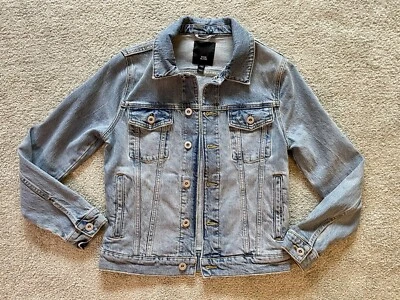RIVER ISLAND Sz Xs Medium Wash Denim Jacket Button Up  - Image 1 of 3