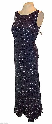New Dress, Cynthia Howie, Navy-Blue White-polka-dots 100%-Silk Sheer Lined  8 - Image 1 of 4