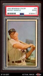 1953 Bowman #59 Mickey Mantle Yankees HOF PSA 2 - GOOD