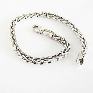 Armband Sterlingsilber 925er rhodiniert Zopfkette unisex Armkette 4,0 mm - Bild 1 von 2