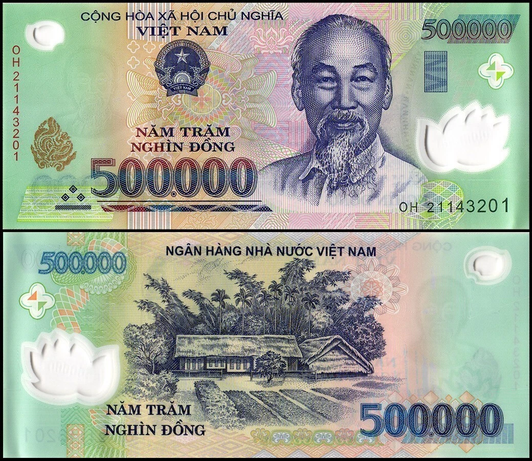 Uncirculated Vietnamese Paper Money 500,000 ₫ Denomination for