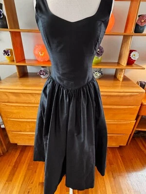 Vintage 80s/90s Laura Ashley Size 4 Dress Black 100% Silk Made in Great Britain - Image 1 of 4
