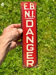 57236 Vintage Antique Enamel Sign Electrical Warning Notice Pylon Danger Plate - Picture 1 of 4