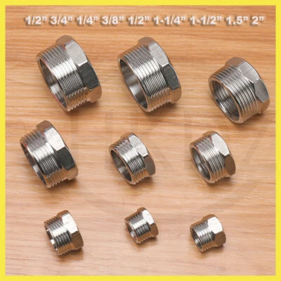 Stainless Steel Male to Female Thread BSP Reducing Bushes Adapter Water Oil Air - Image 1 of 4