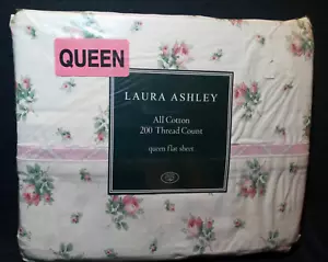 Vtg Laura Ashley Rosemoor QUEEN Flat Sheet New Old Stock Floral Bedding - Picture 1 of 4