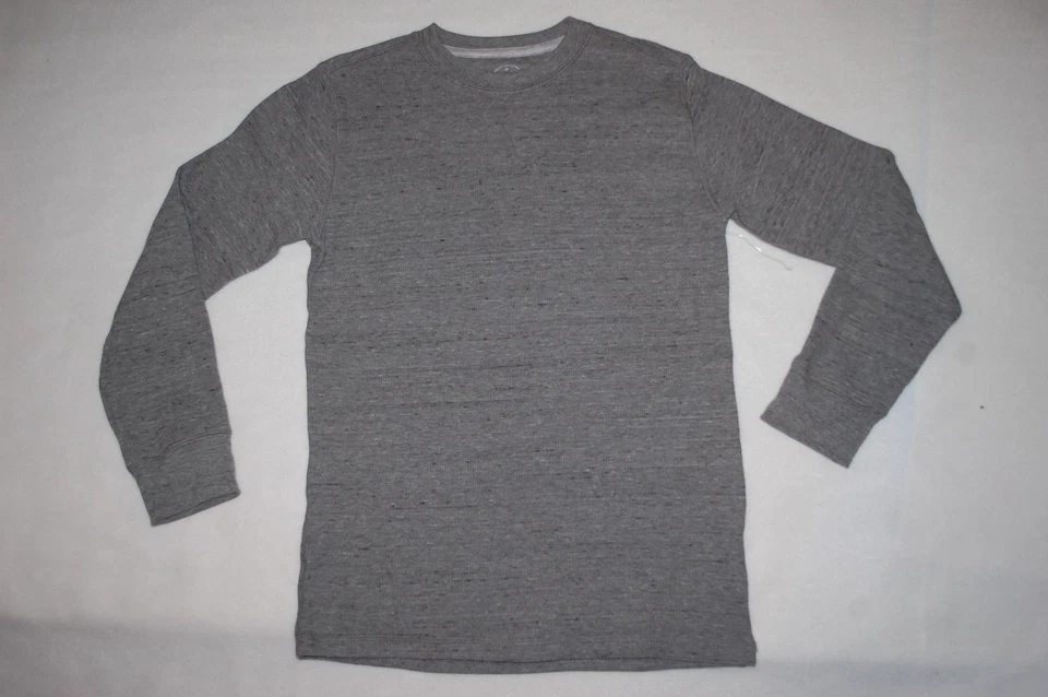 Boys L/S Shirt GRAY SPECKLED WAFFLE KNIT TEE Ribbed Cuffs SIZE L 10-12 - Image 1 of 1
