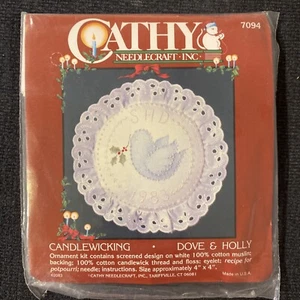 1980s Cathy Needlecraft Dove 7094 Candle wicking Ornament Kit VTG NIP - Picture 1 of 4