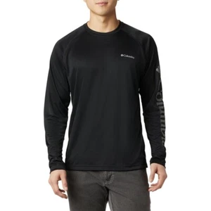 Columbia Fork Stream Omni Tono Manga Larga Negro Camuflaje Logo Nuevo con Etiquetas - Imagen 1 de 3