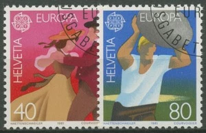 Suiza 1981 Europa CEPT folclore danza trozos de piedra sellados 1197/98 - Imagen 1 de 1