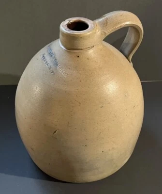 Antique Jug,Signed A O Whittemore Havana NY,Salt Glazed,1+ Gal,Cobalt,Stoneware - Image 1 of 4