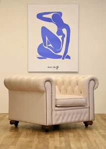 Chesterfield Cream Leather Club Armchair - Picture 1 of 17