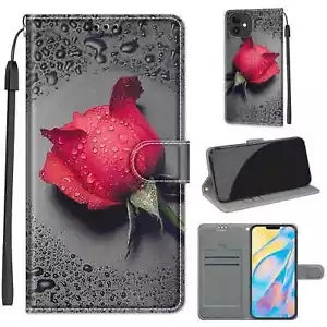 Rose Wallet Phone Case For Samsung iPhone Huawei Xiaomi ZTE Sony OPPO Nokia Moto - Picture 1 of 12