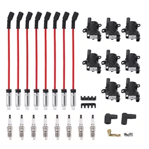 8 Pack Ignition Coil & Spark Plug & Wires Set For Chevy Silverado 1500 GMC UF262 - Foto 1 di 12
