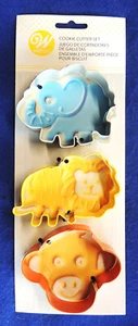 Cute 3pc Set Metal Animal Cookie Cutters * Elephant Lion & Monkey Face Wilton - Picture 1 of 1