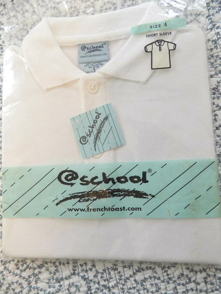 @ School Polo Tostado Francés ~ Blanco ~ Mangas Cortas ~ Niño/Niña ~Talla 4 ~ Nuevo Foto 1 de 1