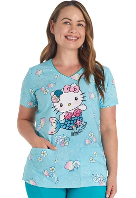 Hello Kitty Cherokee Scrubs Tooniforms Sanrio V Neck Top TF614 HKRD - Image 1 of 4