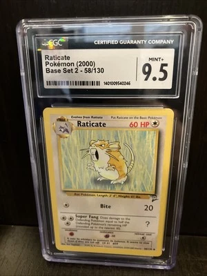 2000 Pokemon Raticate 058/130 Base Set 2 Regular CGC Gem Mint Plus 9.5 - Image 1 of 4