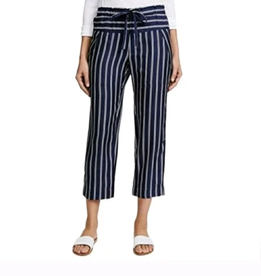 Pantalones Cortos Joie Addiena Rayas de Seda Nuevos con Etiquetas en Azul Marino Oscuro Costero Náutico Talla L Foto 1 de 4