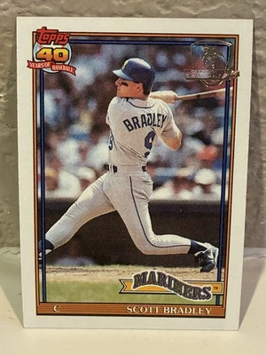 1991 Topps Desert Shield Baseball #38 Scott Bradley Seattle Mariners NRMT D - Image 1 of 2