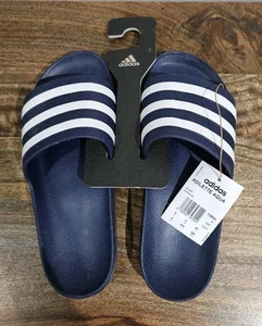 Adidas 9 Unisex Flip-Flop Pantoletten Sandalen Navy Blau Weiß Streifen Neu - Bild 1 von 7