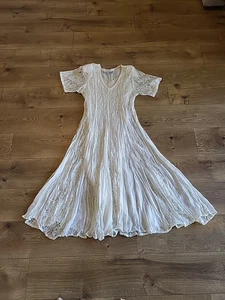 Vintage 80's Nostalgia Lace Maxi Dress  Romantic Whimsical White Large  - Picture 1 of 17